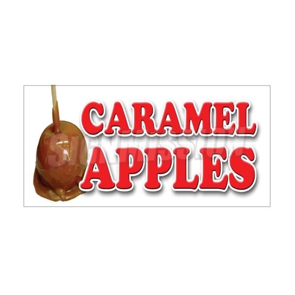 Safety Sign, 1.5 in Height, Vinyl, 48 in Length, Caramel Apples
